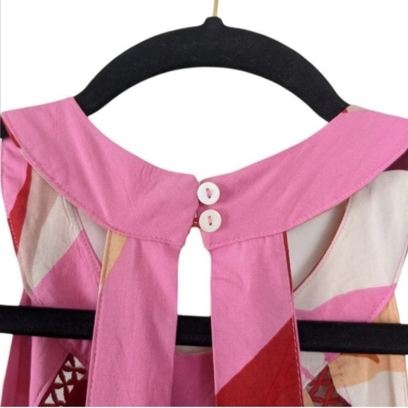 Abel the Label Red Pink Halter Open Back Tie Abstract Leaf Print Maxi Dress sz M - Picture 5 of 12